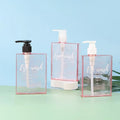 Lasted New Designed Cosmetic PETG Bottles Plastic square  Translucent PINK Shampoo and Body Lotion Bottle  Free Samples