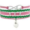 Manufacturer Custom Made Infinity Love Sorority and Fraternity AKA 1908 DST 1913 ZETA Greek Letter Leather Bracelets for Women
