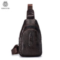 SCHLATUM Vintage Summer Streetwear Chest Crossbody Sling Bag Genuine Cow Leather Phone Carrier Zipper Fashionable for Men