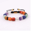 New Natural Stone 7 Chakra Yoga Healing Energy Stone CZ Charms Custom Logo Men Women Macrame Bracelet JBS11802