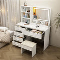 Modern Dresser Table Light Luxury Makeup Table Bedroom Furniture Marble Dressing Table with Mirror and Drawers