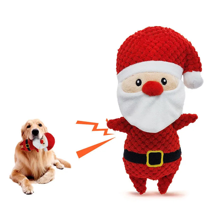 Pet Grinding Teeth Eco-Friendly Christmas Santa Claus Plush Durable Cute Squeaky Chew Dog Toys