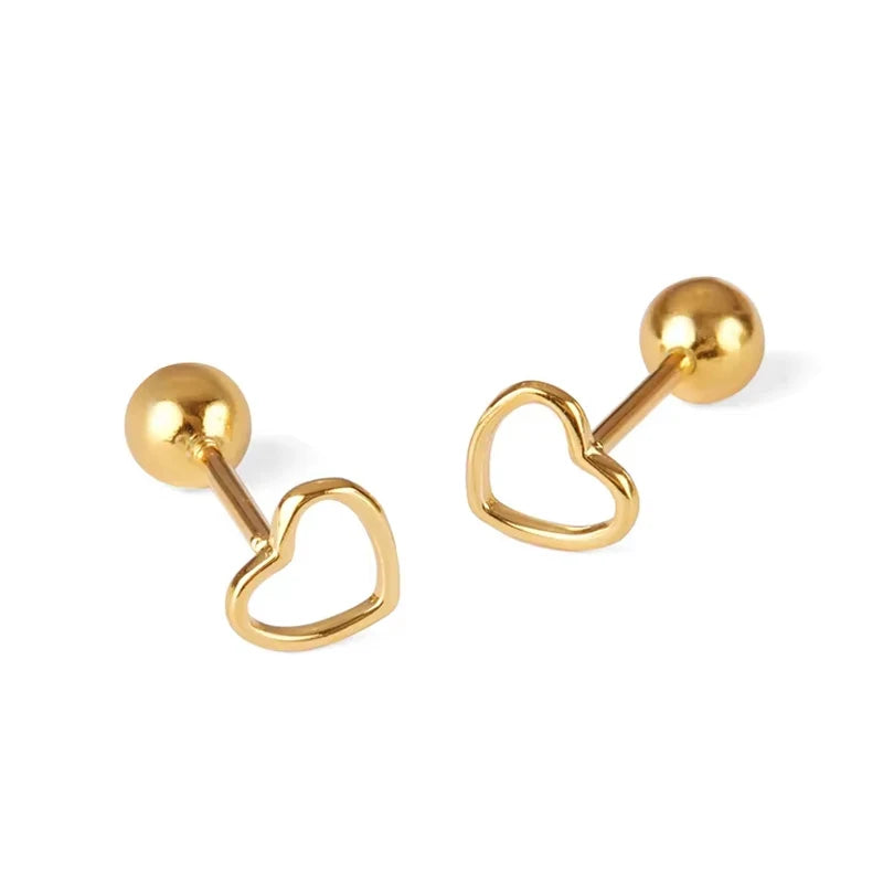 Wholesale Minimalist S925 Sterling Silver Women Jewelry Hollow Heart Earrings Studs for Women