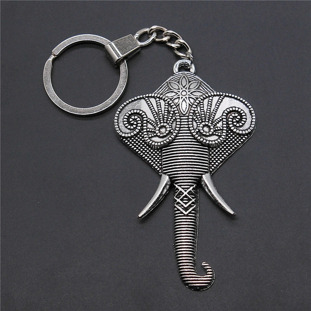 WYSIWYG 84x51mm Antique Silver Plated Zinc Alloy Elephant Key Chain Souvenirs Gift P2-ABD-C10469