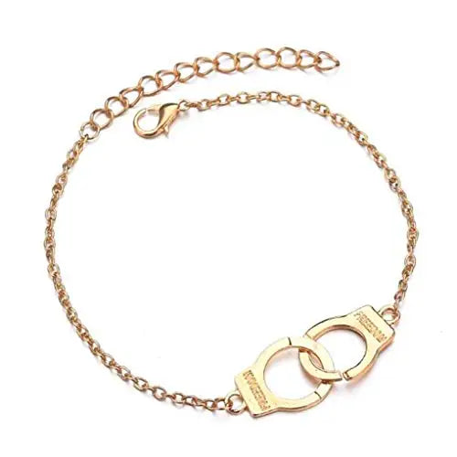925 Sterling Silver Handcuff Chain Creative Women's Fashion Jewelry 8-Character Beaded Bracelet with Handcuffs Design