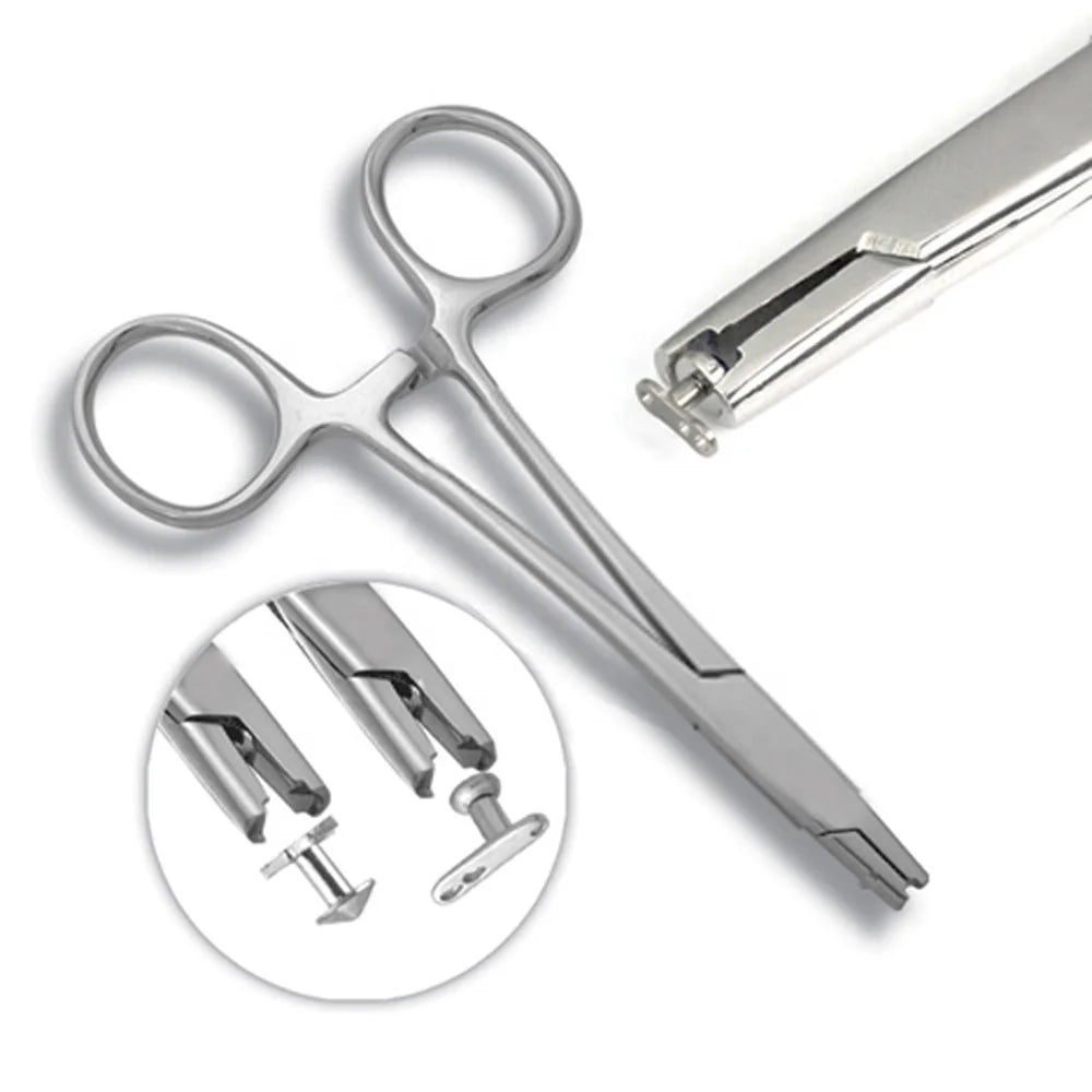 Stainless Steel Clamp Pliers Single Hole Skin Diver Piercing Tool Disc Forceps Professional Dermal Anchor Puncture Tool