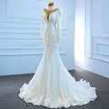 Jancember RSM67219 Luxury White Long Sleeve Mermaid Wedding Dress Bridal Gowns