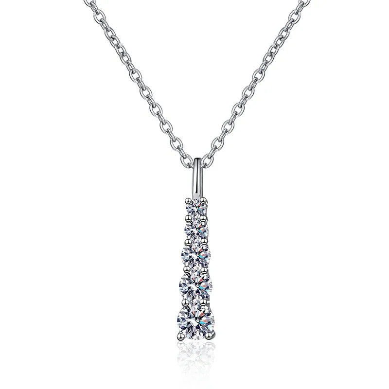 Latest Style 925 Sterling Silver Trapezoidal Shape 0.7CT Moissanite Necklace Anniversary Gifts Moissanite Diamond Jewelry