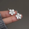 Geometric 925 Sterling Silver Fancy CZ Zircon Flower Drop Earrings for Women Wedding Jewelry Gifts
