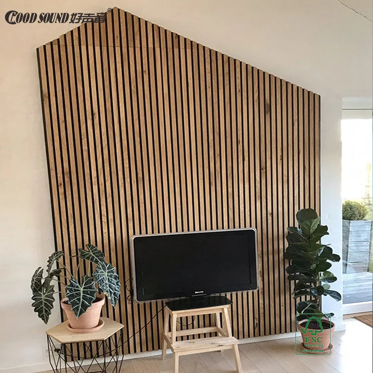 GoodSound Wall Mdf Pet Wooden Strip Sound-Absorbing Board Akupanel Wooden Slat Acoustic Panel for Wall