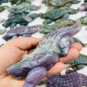 Wholesale Natural Crystals Healing Stones Carvings Ocean jasper Carving Quartz Crystal crocodile for Decoration
