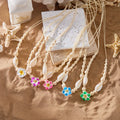 New Trendy Handmade Puka Shell Cowries Woven Choker Hawaii Summer Holiday Gifts Jewelry Cute Plumeria Frangipani Flower Necklace