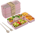 Bento Box Lunch Box 3-In-1 Compartment Lunch Containers Wheat Straw Leakproof Stackable Bento Lunch Box for Children