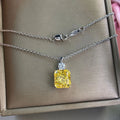 Solid 925 Sterling Silver Necklace Custom Necklace Radiant Cut 925 Yellow Zircon Silver Necklace