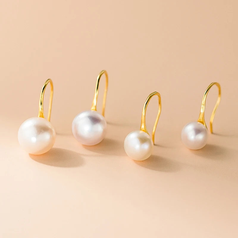 925 Sterling Silver Gold Plated Baroque Pearl Drop Earrings Minimalist Fashion Fine Jewelry Ear Buckles Ear Hook for Parties