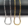 Fashion 17-60 cm Hiphop Necklace 4 mm Figaro Stainless Steel Chain With Real 18k Gold Plating
