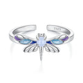 925 Sterling Silver Luminous Ring Luminous Dragonfly Open Ring for Women Fine Jewelry Party Daily Gift  SCR1112