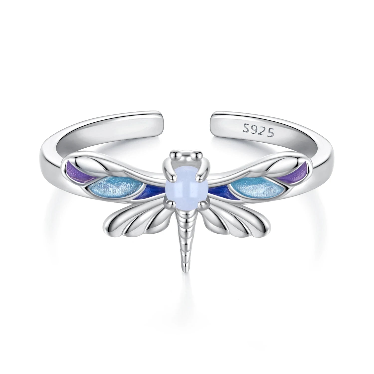 925 Sterling Silver Luminous Ring Luminous Dragonfly Open Ring for Women Fine Jewelry Party Daily Gift  SCR1112