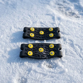Covered Anti-Slip Ice Cleats Rubber Snow Spikes Lightweight Durable Easy On/Off Black & Red YTD Brand for Running & Ice Sports
