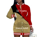 Custom Full Teams American Football 49 Plus Size Short Dress Limited Edition Button Down Long Sleeve Jacket Dress