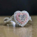 Luxury Rings Jewelry Women Rings Wedding Engagement Heart Geometric Ring Pink Diamond Zircon Classic Bridal Fine Party Jewelry