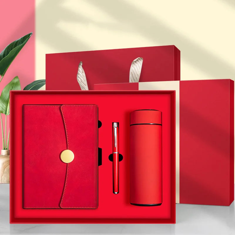 Hot Sale Promotional Luxury Executive Gift Sets Custom Logo A5 Notebook and Metal Pen Thermos Cup Usb Business Gift Sets in Box