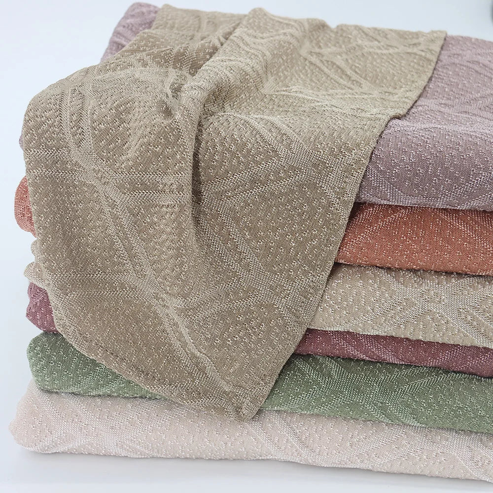 2022 Netherlands Hot Selling Jersey Hijab Scarf Jacquard Scarf Shawl Muslim Hijab Long Solid Headscarf Muslim Women