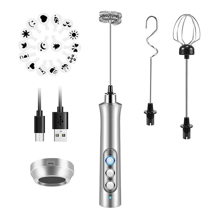 Milk Frother Handheld Sross Electric Foam Maker USB Rechargeable Coffee Frother with 3 Stainless Whisks  Frother Milk Electric