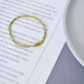 French Style Fresh Shiny Elastic Bracelet Simple Natural Olive Green Zircon Beaded Bracelet for Women
