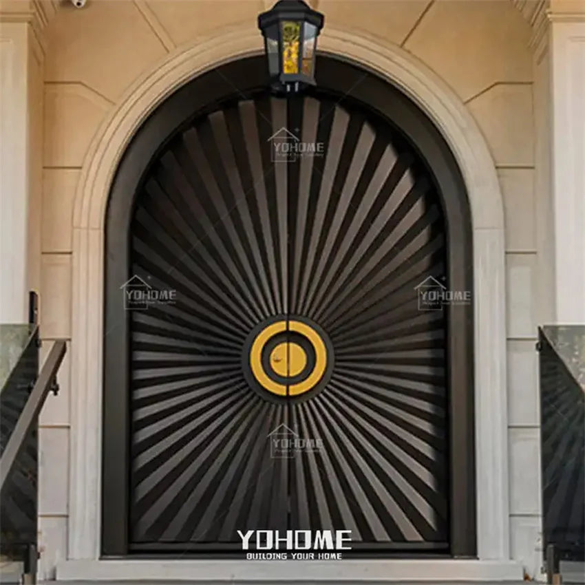 Italian Modern Entry Wood Carving Double Door Exterior Front Wooden Double Door Round Designs Main Entrance Arched Double Door