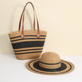 Fashion Straw Hat Hand-held Beach Shoulder Bag  French Flat-top Straw Hat Wholesale Women's Tote Bag Seaside Holiday Handbag
