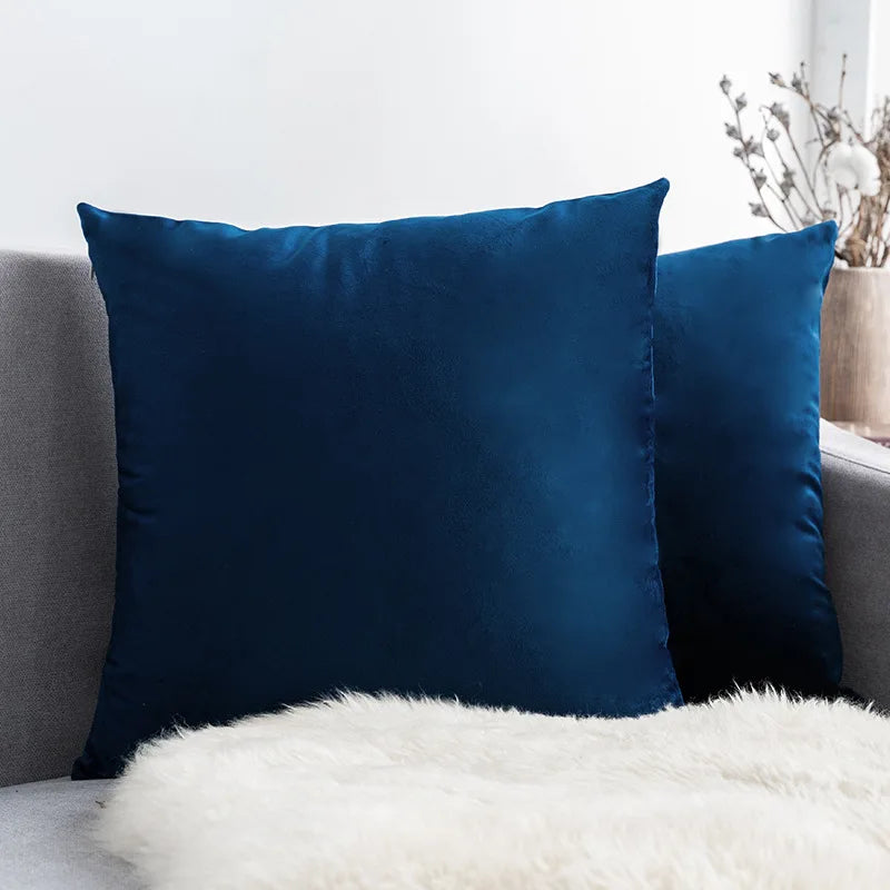 Velvet Soft Solid Decorative Square Throw Pillow Covers Set Cushion Case for Sofa Bedroom