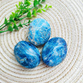 Natural Polished Stone Blue Apatite Palm Stones Spiritual Healing