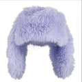 10 Colors Women Winter Faux Fur Beanie Hats Fisherman Beanie Hat Purple Fuzzy Hat With Bunny Ears