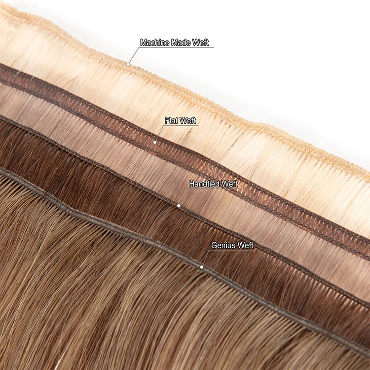New Design Flat Weft Hair Extensions No Return Hair Thin Soft Light Cuticle Intact Genius Hair Weft