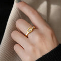 Luxury Female Gold Shell Belt Buckle Rings Jewelry Trendy Custom Name Women Gold Engagement Stainless Steel Ring