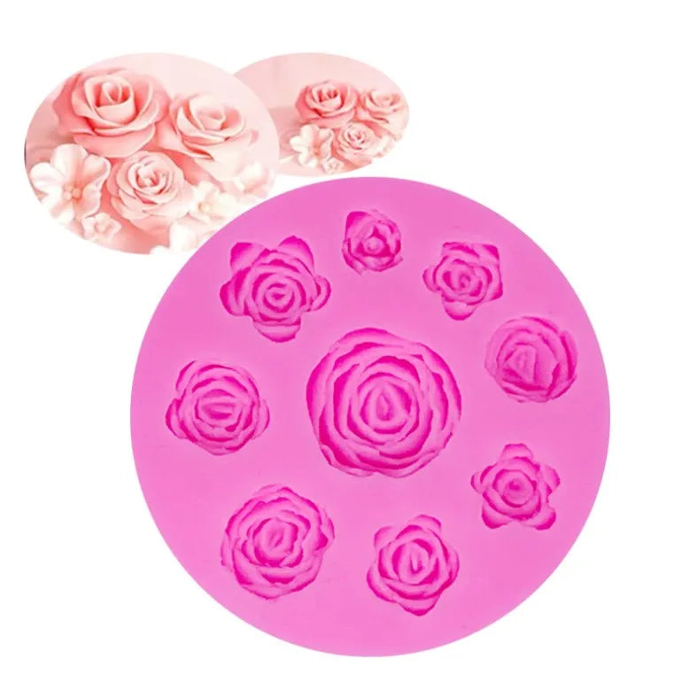 Rose Silicone Fondant Chocolate Cake Decorating Molds Eco-Friendly Baking Tools with Opp Bag