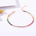Fashion Jewelry 18K Rose Gold Filled Chain Round Shape 4mm Colorful Diamond Tennis Chain Bracelet