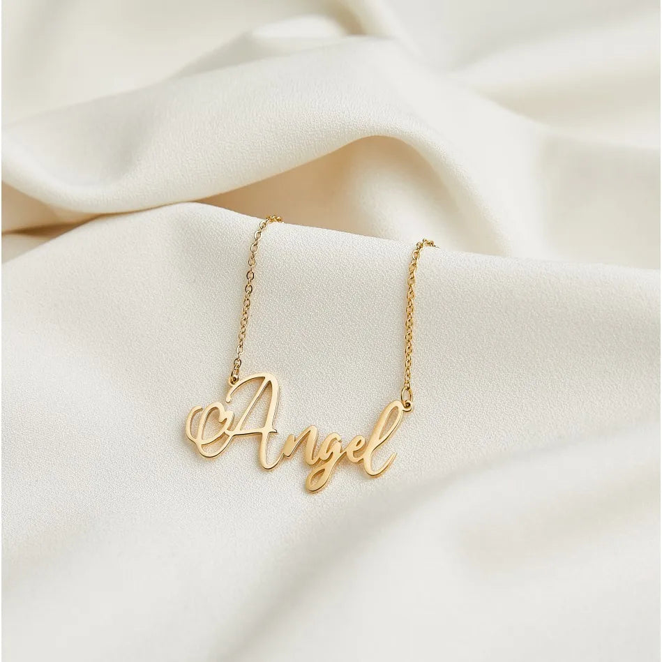 Customized Stainless Steel Gold Choker Necklace Fashionable Link Chain with Personalized Letter Nameplate Trendy Style