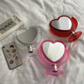Wholesale Korean Style Acrylic Transparent Base Mirror Cute Makeup Mirror Double-sided Love Girl Heart Desktop Mirror