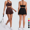 Black Tennis Skirt for Women 2 Piece Gym Set Women Tennis Wear Sport Skirt Set High Quality Women Tennis Skirt Set With Pocket