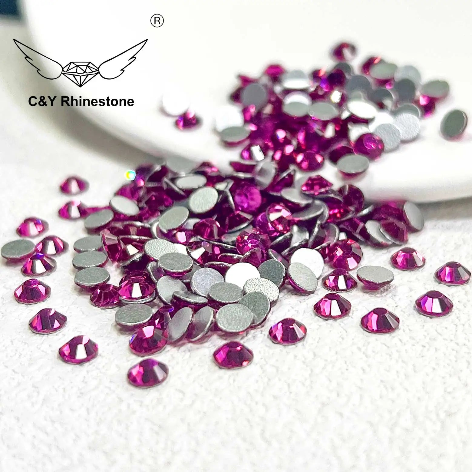 CY 034 Nail Art Stone Fuchsia Garment Flat Back Crystals Glass Non Hot Fix Rhinestone Loose Rhinestones