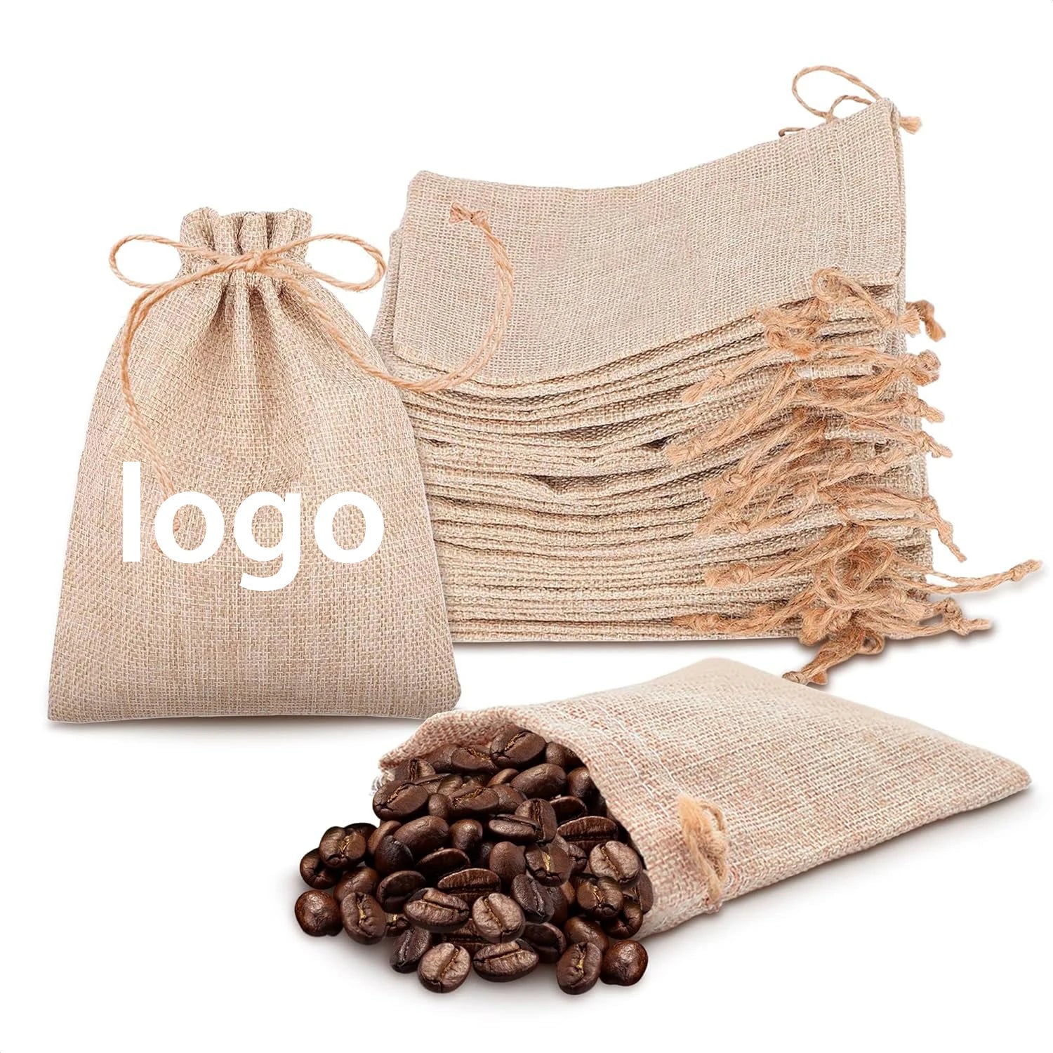 Promotion Rice Spice Herbs Christmas Gifts Multi-Purpose Reusable Small Drawstring Coffee Bags Jute