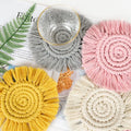 Boho Handmade Macrame Woven Placemat Coaster Bohemian Round Braided Drink Coasters with Tassel