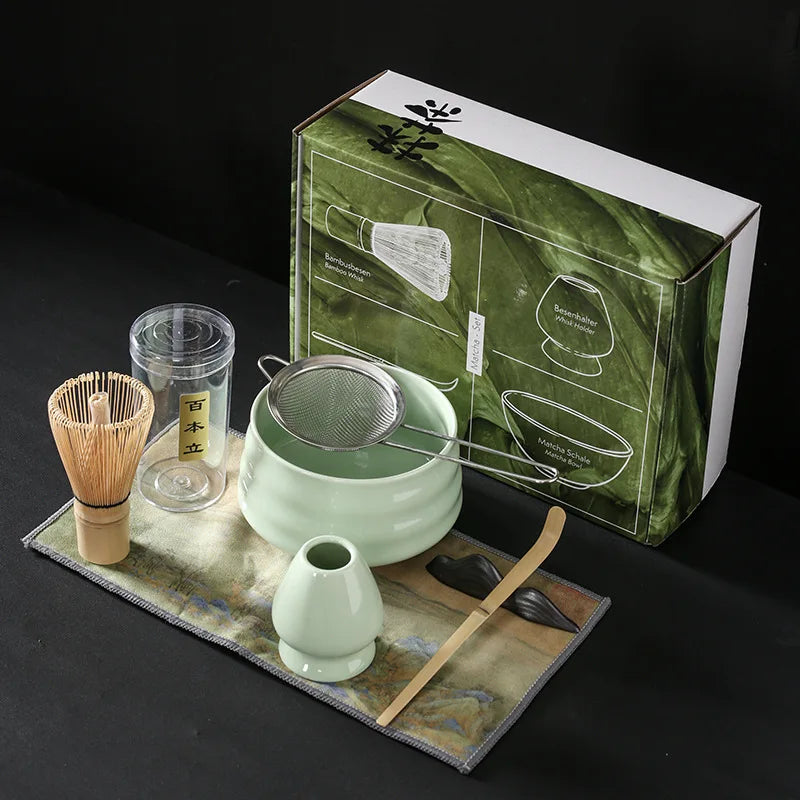 7Pcs Set Handmade Home Easy Clean Matcha Tea Set Tool Stand Kit Bowl Whisk Scoop Gift Ceremony Traditional Japanese Accessories