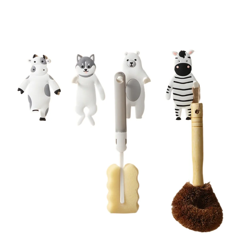 Lovely Luxury Animal Family PVC Wall Hook Cat Dog Bear Kitchen & Bathroom Fridge Sticker Can Washed Home Decoration