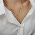 Beimai OEM Halskette Hollow Braided Chain Tassel Steel Ball Pendant Titanium Steel Necklace