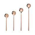 LEHAO Korean Long Dinner Soup Round Spoons Coffee Ice Cream Cutlery Table Gold 304 Stainless Steel Spoon Set