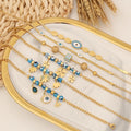 2023 New Design18K Gold Stainless Steel Chain Blue Evil Eye Four Clover Elephant Lucky Charms Bracelet Women B363