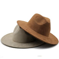 Men's Suede Solid Color Felt Hat Large Brim Panama Gentleman Cap Textured Jazz Soft Woolen Hat Women's Fedora Hat
